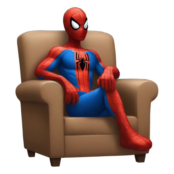 spiderman relaxing in chair sticker