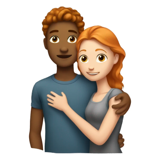 young tan Man and young ginger woman cuddle sticker
