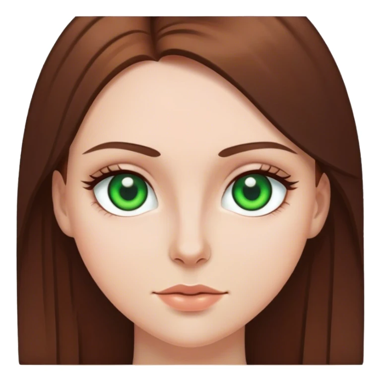 White girl green eyes straight brown hair sticker