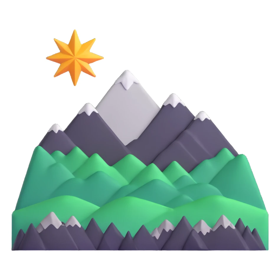 eight-pointed star with wide points and mountain silhouette in middle sticker