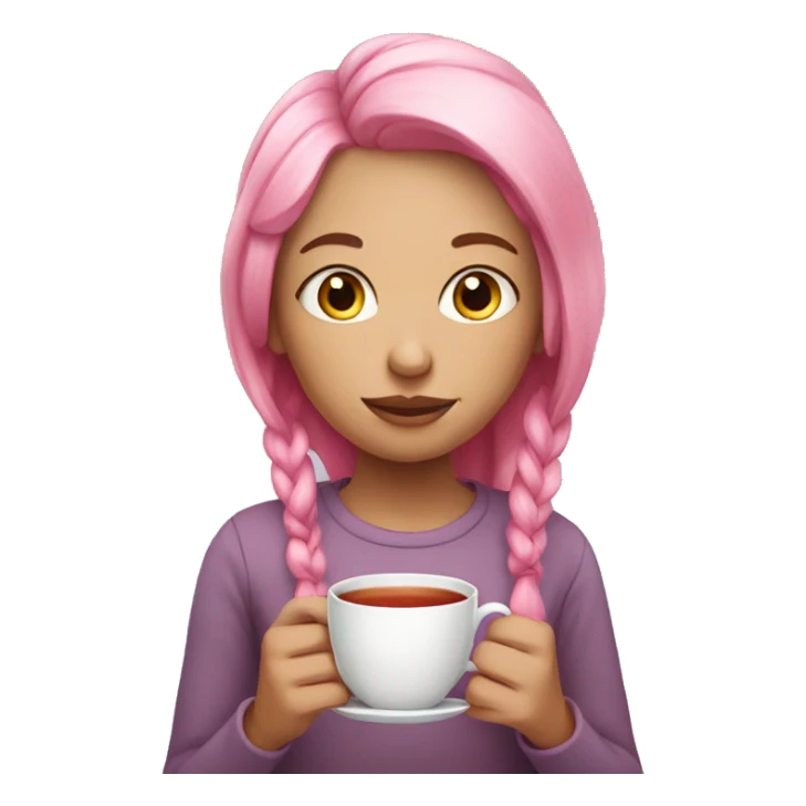  Girl that has pink hair and has a cup of tea  sticker