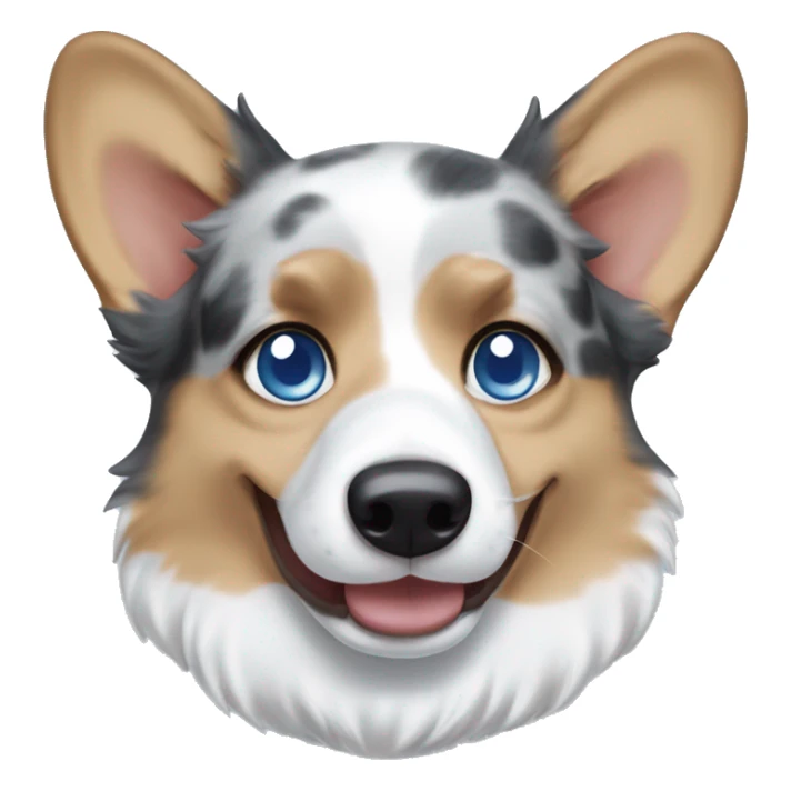 blue merle corgi with one blue eye and one brown eye  sticker