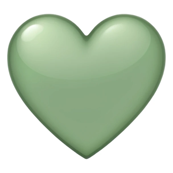 sage green heart with transparent bg without highlights, more thin and narrow, basically like this 🩷 shape sticker