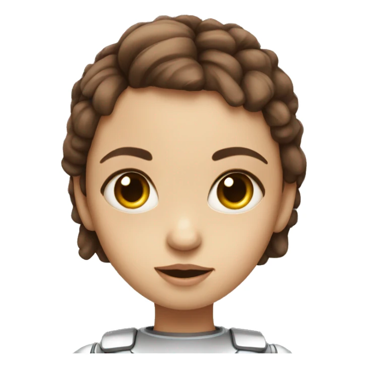 cute robot girl with brown hair and big eyes sticker