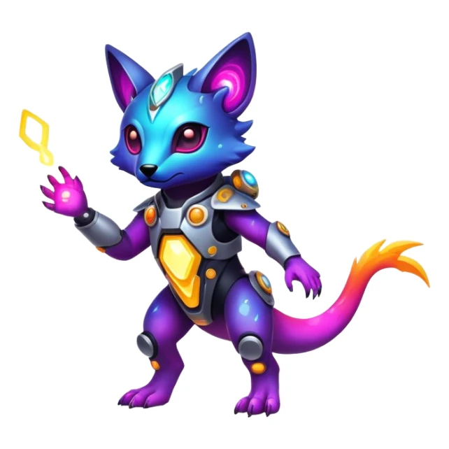 Epic Edgy Cute Colorful Nebula Modern Vernid-Protogen-creature-animal, full body sticker