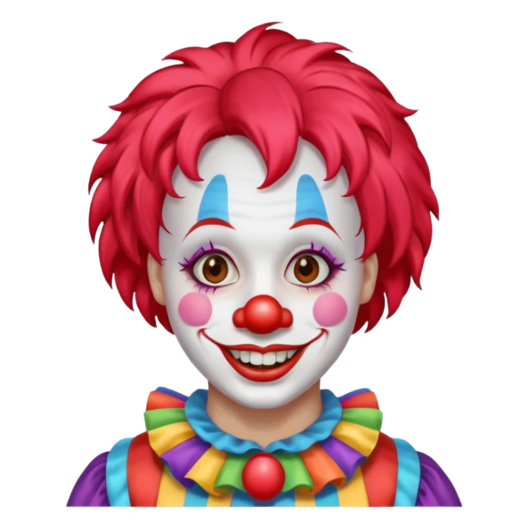 Clown – Bright makeup, red nose, colorful wig, exaggerated smile, full body sticker