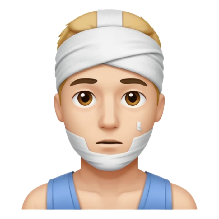 injured man with a bandage sticker