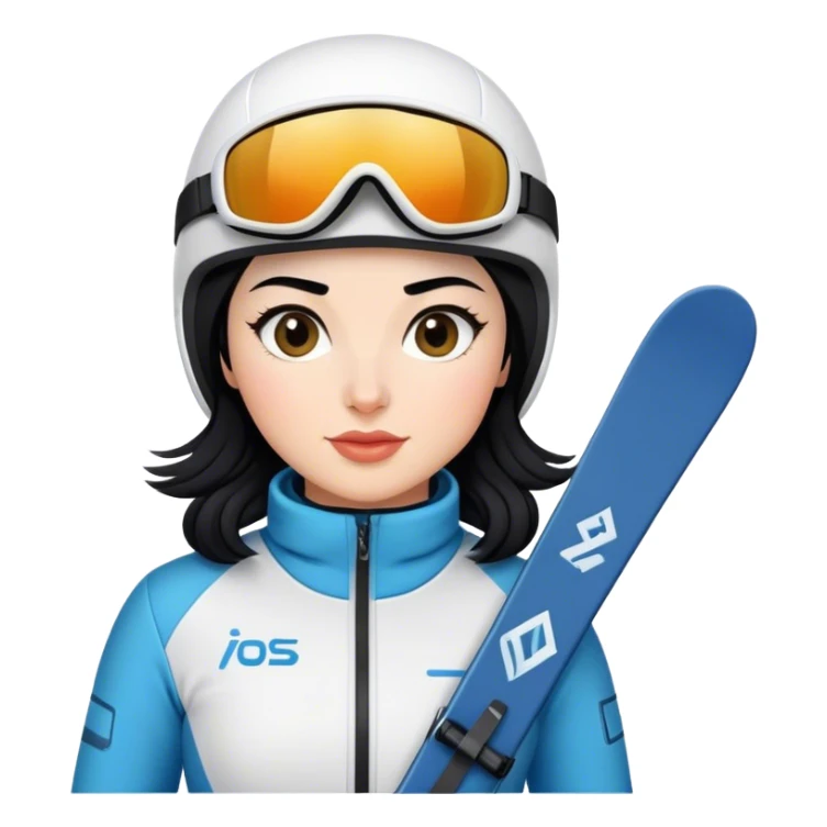 Ski woman downhill squad black hair  sticker