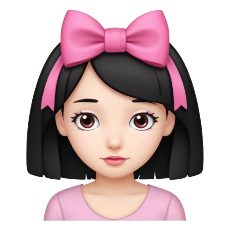 Black-haired girl with a pink bow on her head sticker