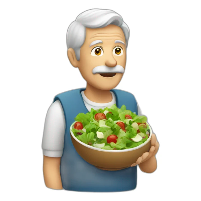 old man with bowl of salad sticker