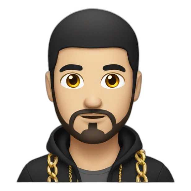 Russian male thug wearing gold chain with black short hair and short beard sticker