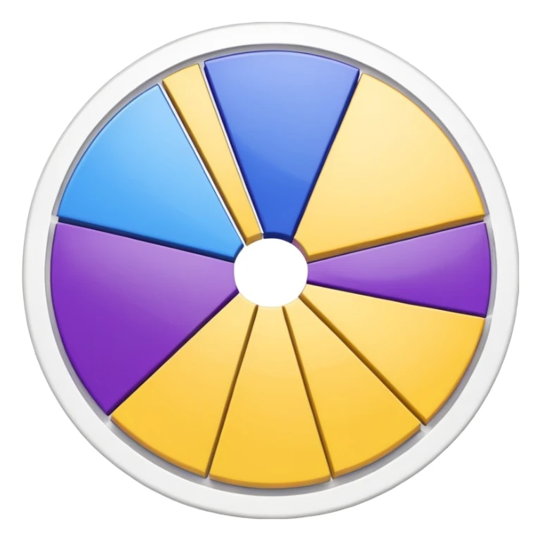 A pie chart with purple, yellow and blue colors only sticker