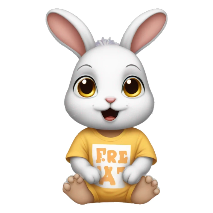 an anxious baby rabbit in t-shirt sticker