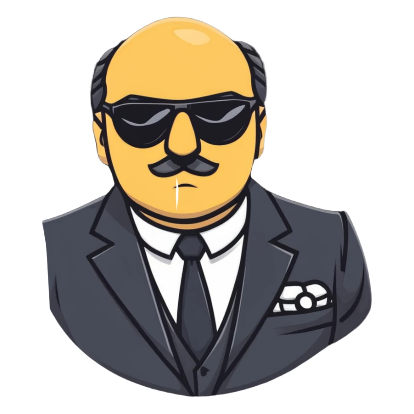 intimidating mafia boss with sunglasses and rings sticker