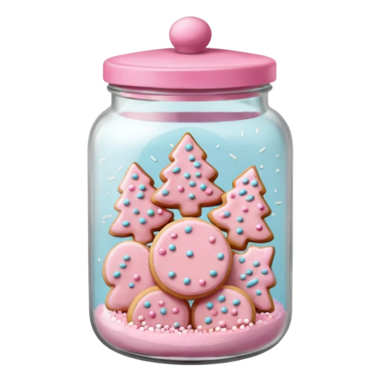 pastel pink christmas cookies in jar with pink lid  sticker