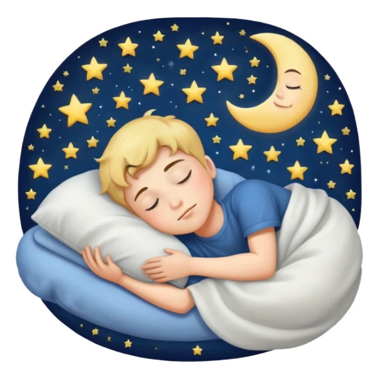 boy sleeping with Z symbols stars and moon in night sky sticker
