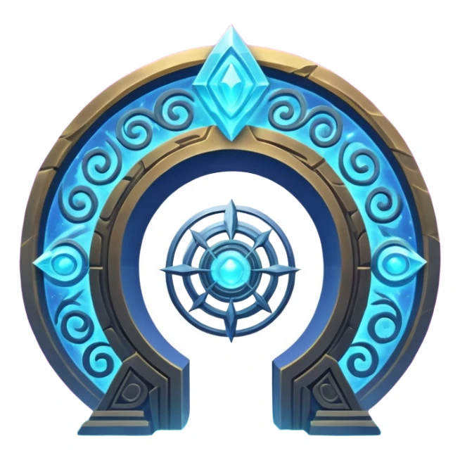 universe gate object icon, gigantic cosmic portal doorway, swirling galaxy energy inside, glowing starry aura, mystical space runes, fantasy sci-fi style, 3D cartoon, mobile game icon style, centered, clean background, no text, no watermark sticker