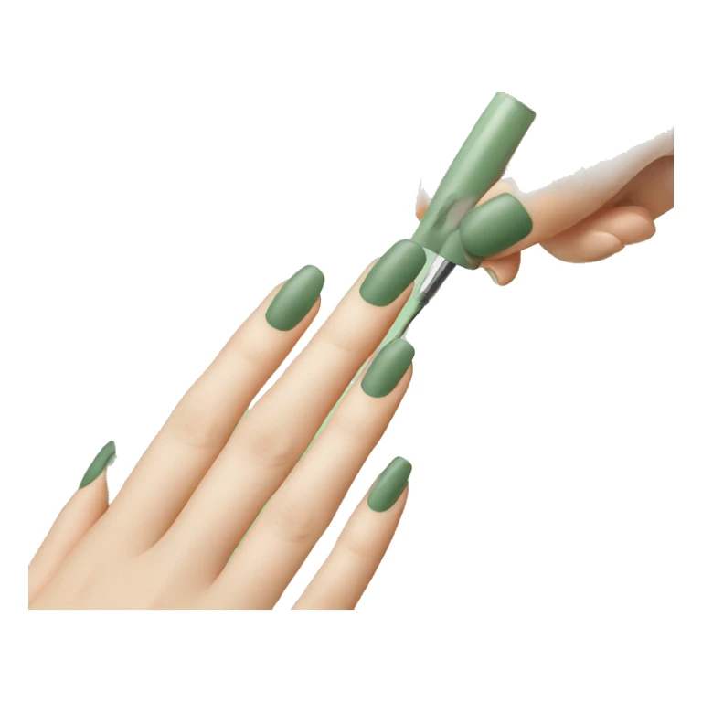 Nails being painted Sage green sticker
