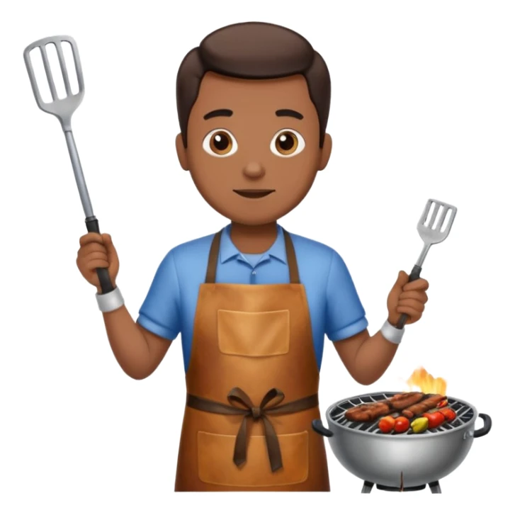 man grilling bbq with grill and apron sticker