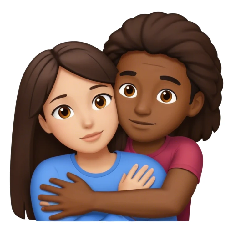 Black man hug brunette girl sticker
