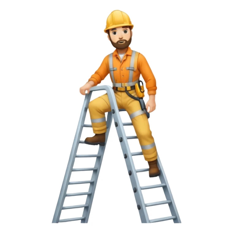 steeplejack man light skin with a beard on a ladder up  a spire sticker