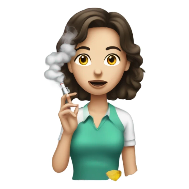 Brunette girl smoking a vape sticker