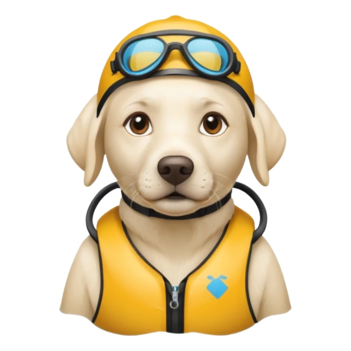 White labrador with snorkel and and swimmers vest sticker