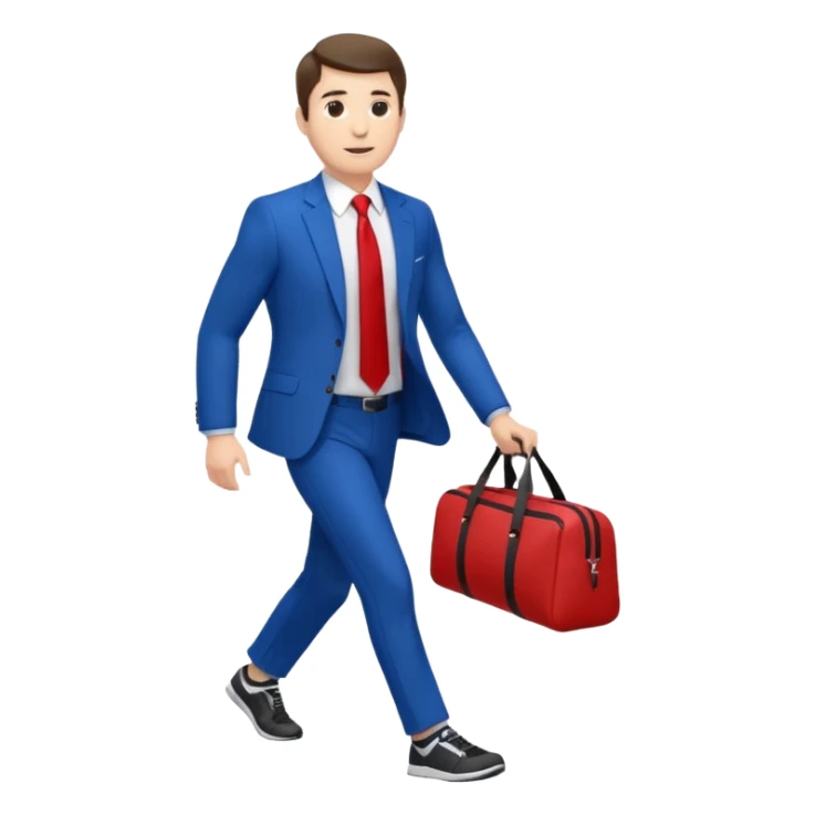 business man in a blue suit and red tie carry exercise sticker