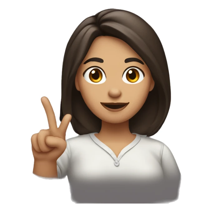 The woman dark brown hair is pointing upward with their index finger raised. sticker