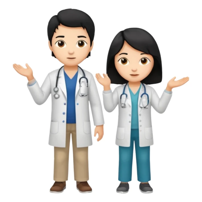 doctor black hair with a kid with casual clothes sticker