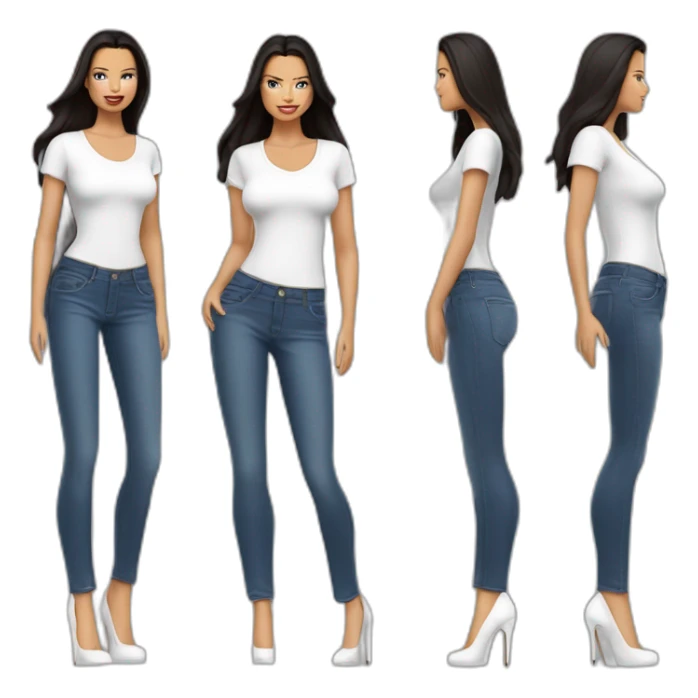 Adriana Lima dressing jeans with white Tshirt in high heels sticker