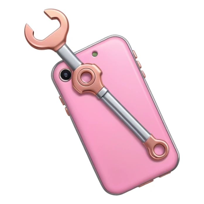 pink girly cellphone with a cute wrench sticker
