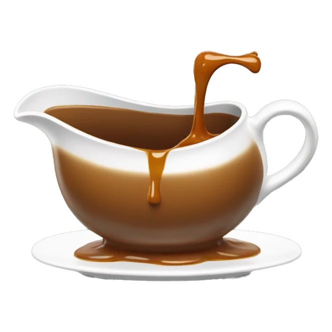 A gravy boat with a slow drip of gravy falling. sticker