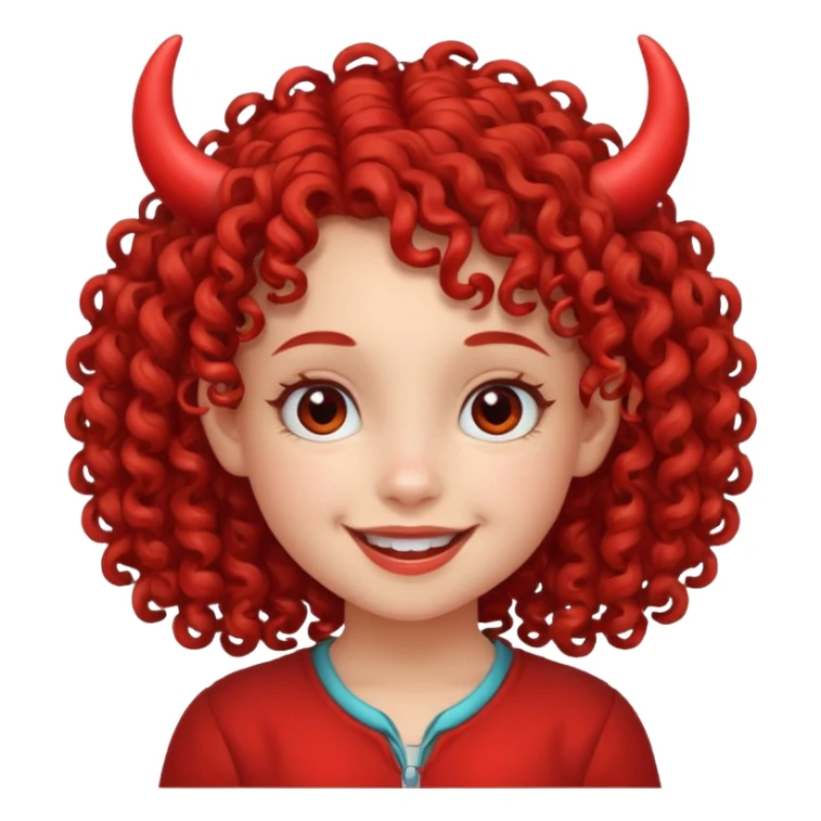 curly hair girl kid with small red horns sticker