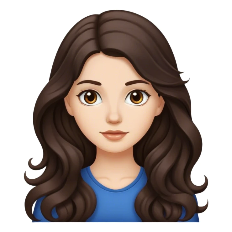 white girl with long wavy dark brown hair sticker