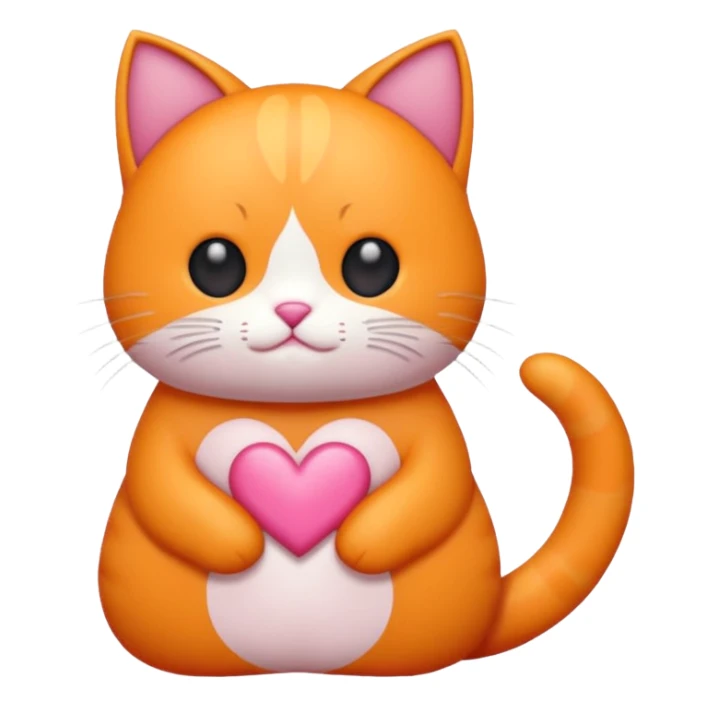 Gato naranja corazón rosa cuerpo entero kawaii sticker