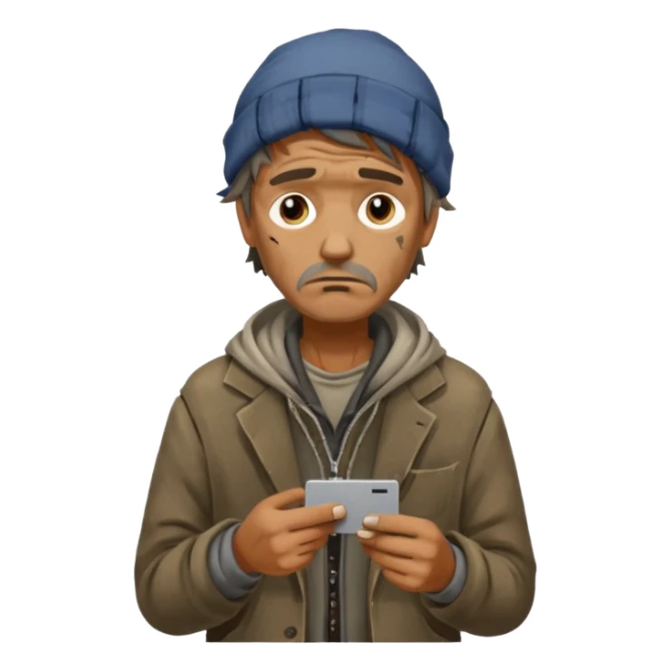 a homeless guy begging for money but with a card reader instead sticker