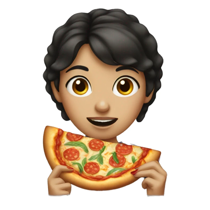 Short dark hair girl eat pizza sticker