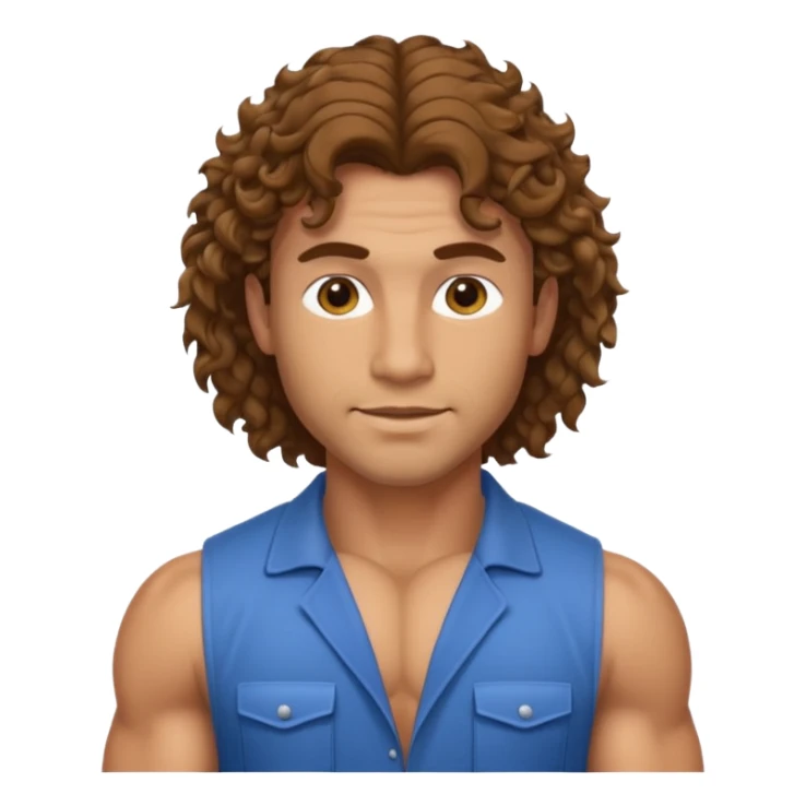 Hot male engineer with curly brown mullet hair and muscles sticker