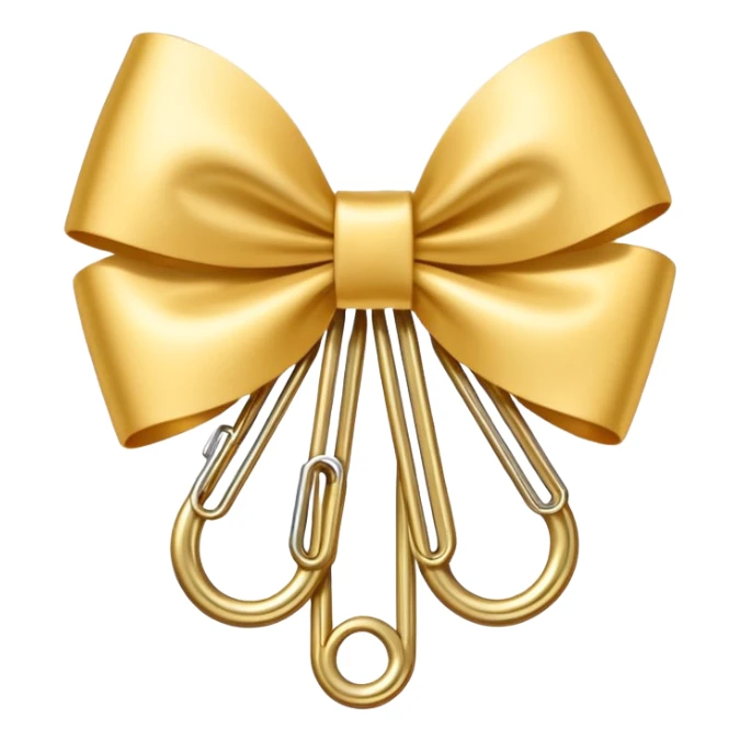 one gold paper clip with a white bow in the middle sticker
