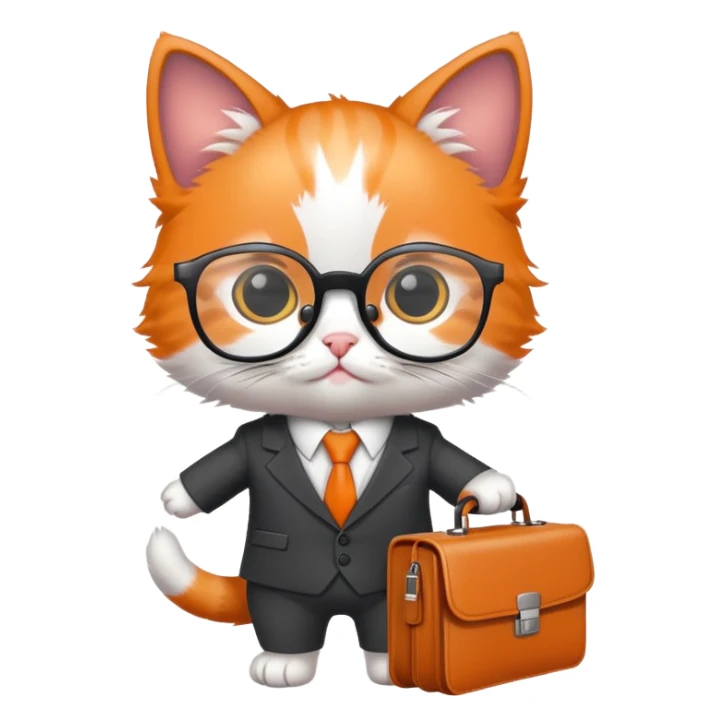 kitten in a suit holding a briefcase and wearing glasses sticker
