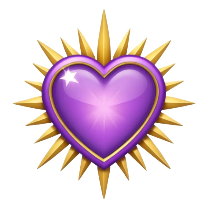 purple heart with a starburst border sticker