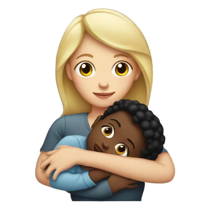 White woman holding black baby sticker