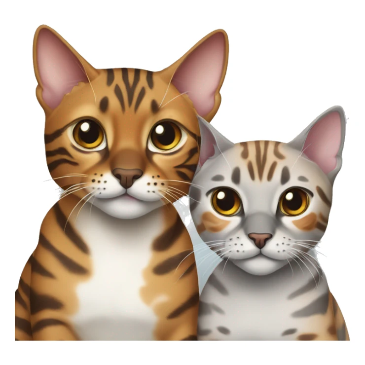 Two bengal cats one brown and the other grey  sticker