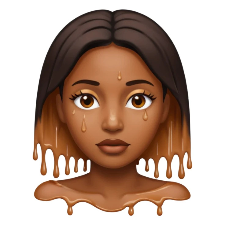 Black woman with thick white liquid all over her face  sticker