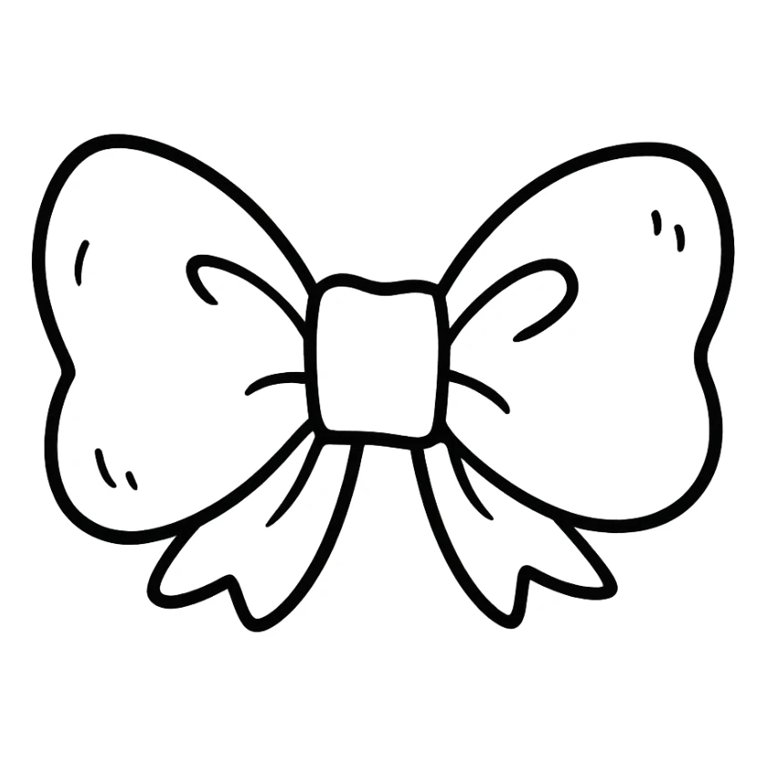 cute pink bow tie hand drawn outline style, black and white, no color sticker