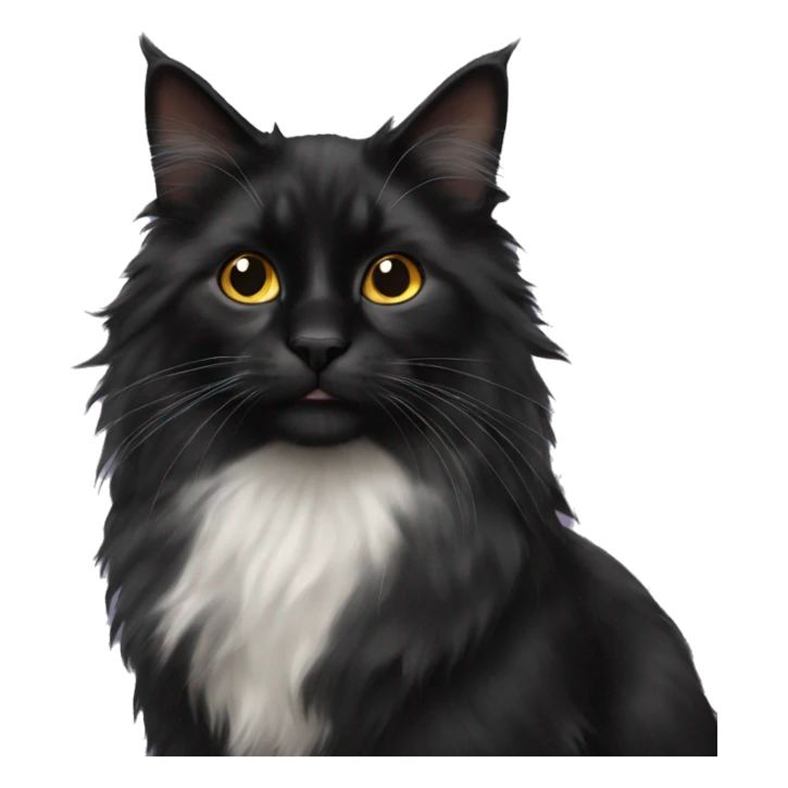 Black domestic longhair cat sticker
