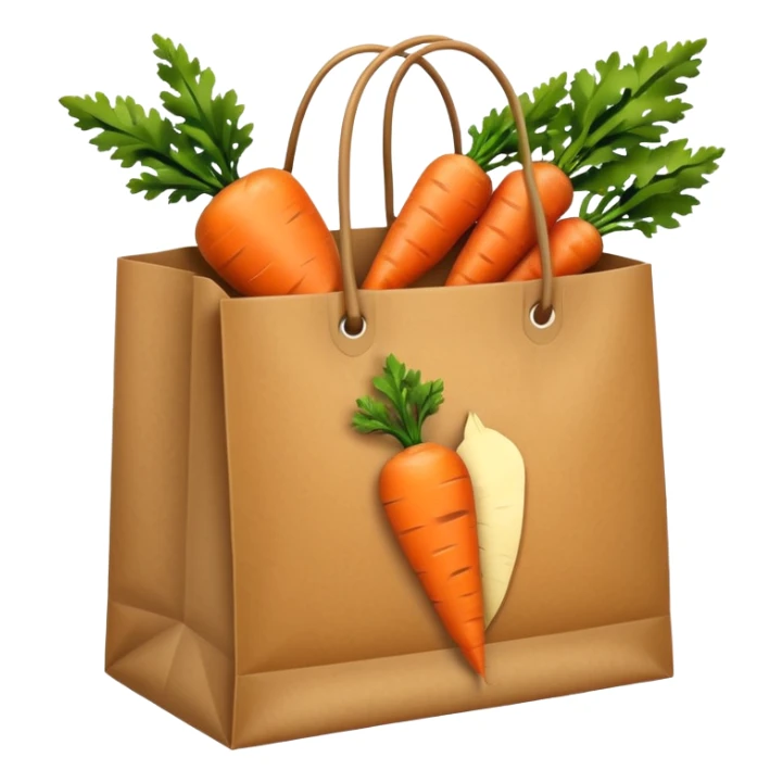 paper shopping bag with carrot. Transparent background sticker