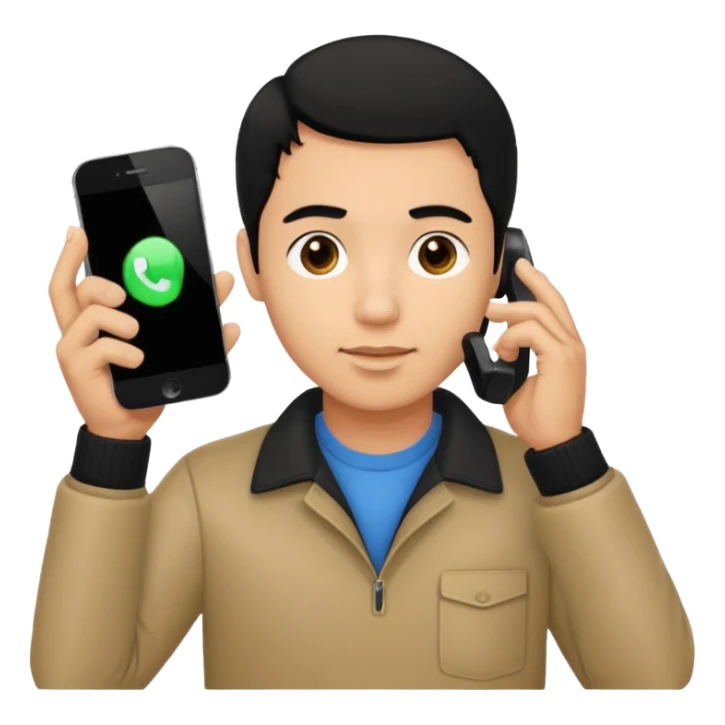 ligh skin black hair man calling with her phone sticker