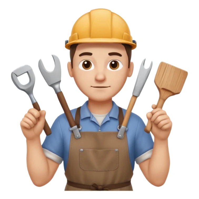 carpenter portrait, head and shoulders only, wearing work apron, wooden tools visible, focused friendly expression, workshop vibe, 3D cartoon, mobile game icon style, clean background, no text, no watermark
 sticker